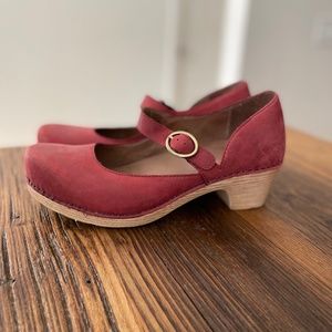 Dansko Mary Jane Clogs Missy Red Leather Round Toe Size 39